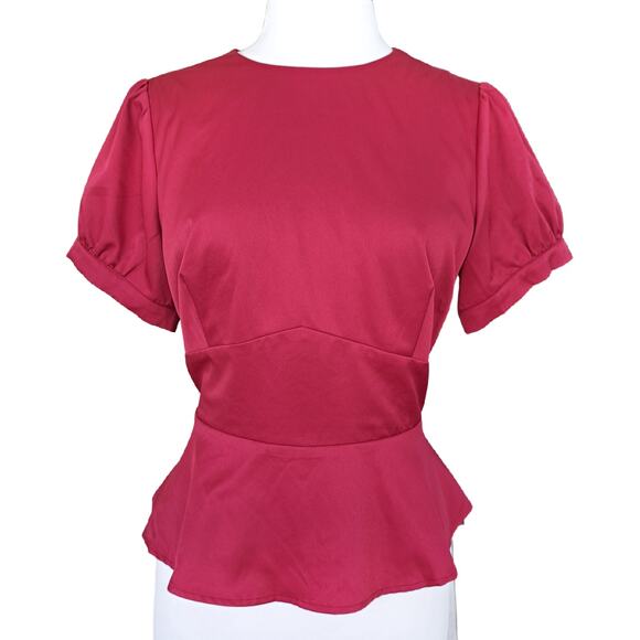 Collectif x Modcloth Pinup Whim Red Peplum Top Size 10 holiday - Picture 11 of 12